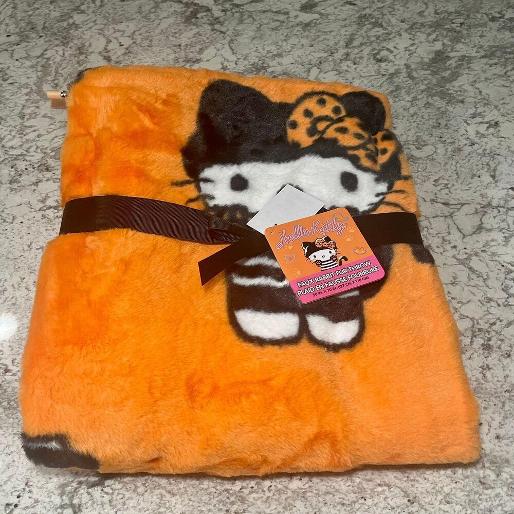 Hello Kitty Halloween Viral Faux Rabbit Fur Blanket Plush Throw